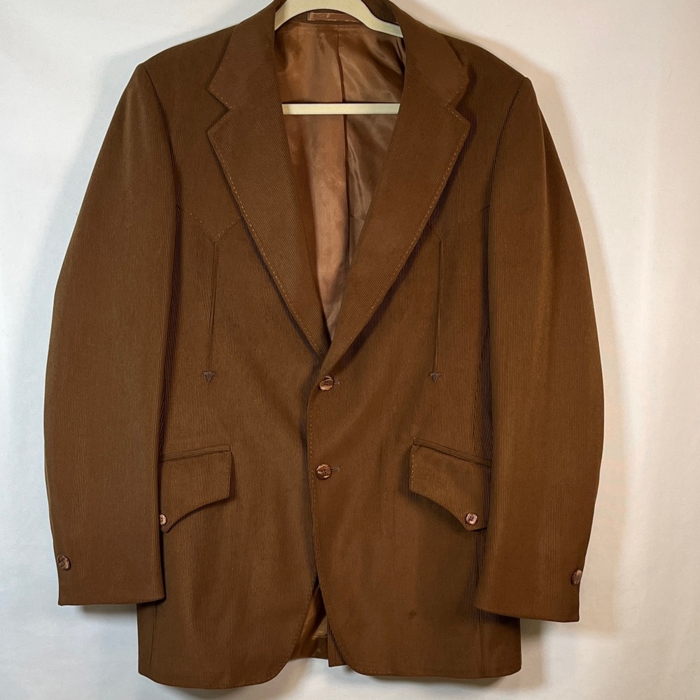 Rubenstein Bros New Orleans Custom Brown Corduroy Sport Coat 46R Vintage